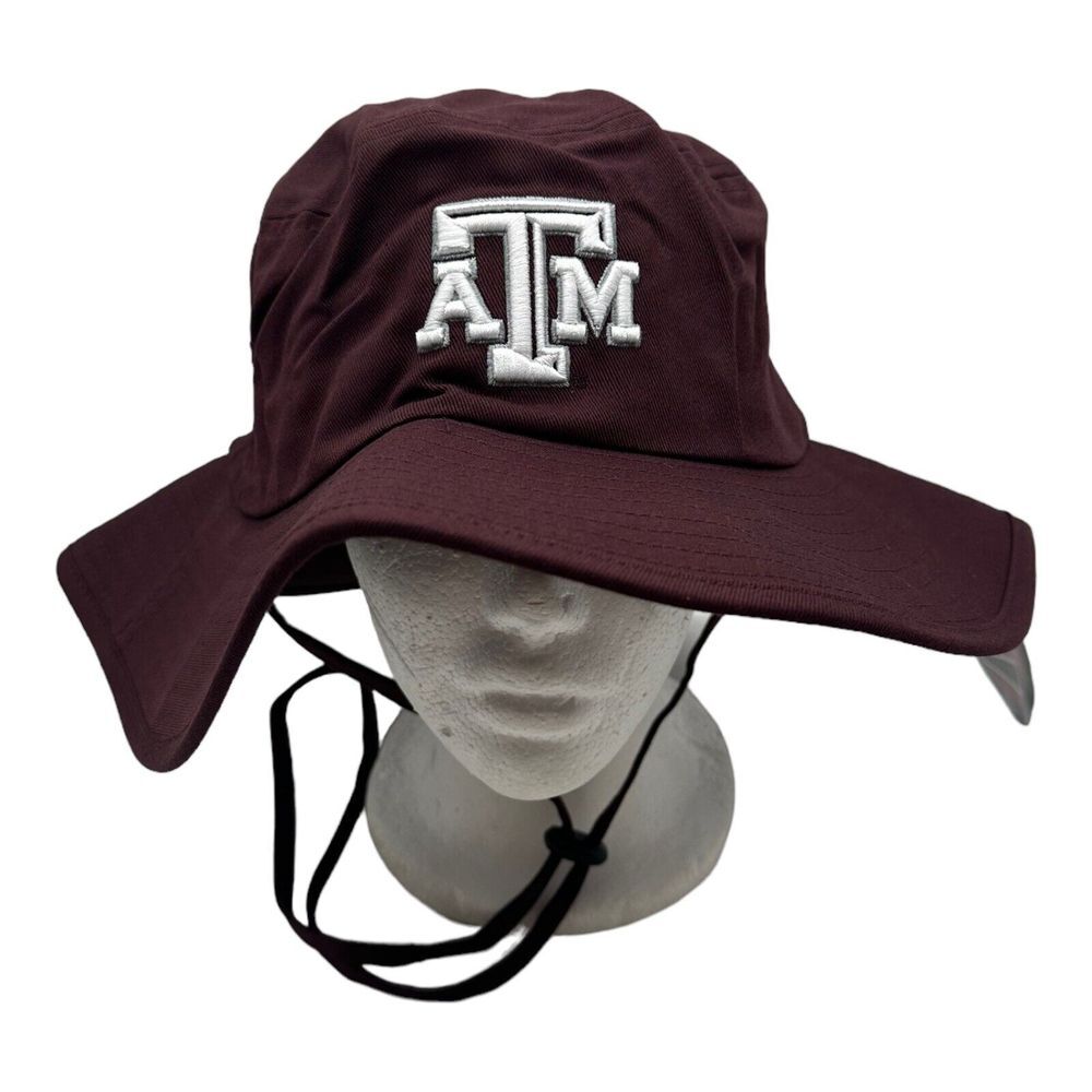 NWT Zephyr Texas A&M Aggies NCAA Burgundy Red Bucket Hat w/ Chin Strap Size L/XL